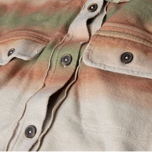 FREE People Ruby Print Shacket Ombre Stripe Marzipan NWT Sml Mocha Mousse - Picture 5 of 17